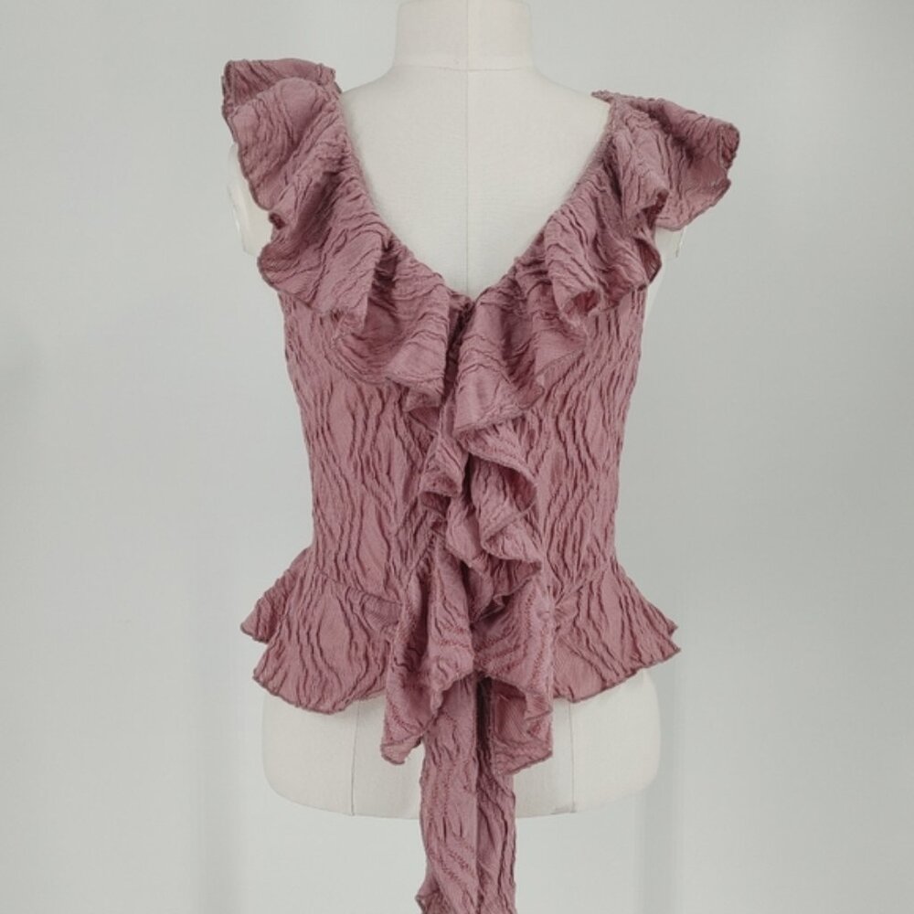 Zara Textured Ruffle Blouse